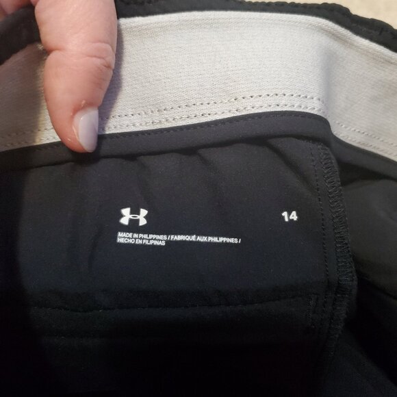 UNDER ARMOUR Women 14 Drive Golf Pants Straight Leg Stretch Waist UA Storm Black - Picture 9 of 13